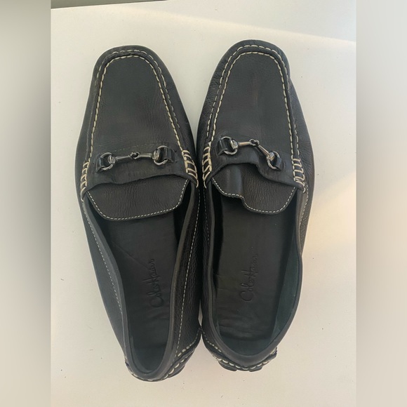 Clark black leather cream stitching loafers - Picture 9 of 12